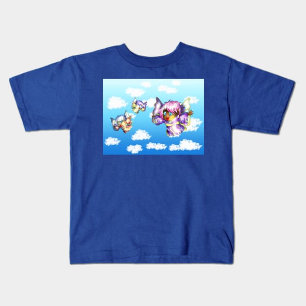 happy chibi flying pixies Kids T-Shirt by cuisinecat